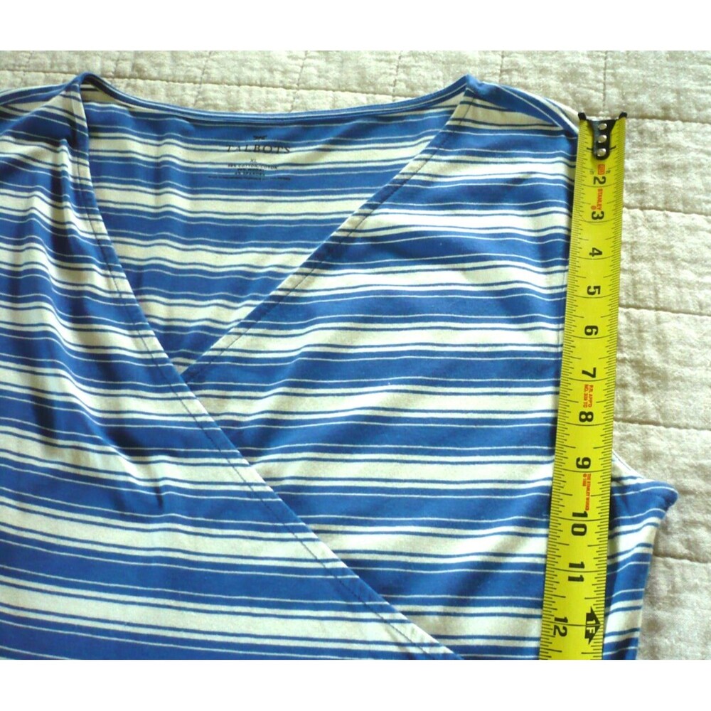 Talbots Faux Wrap Dress Women Sz XL Striped Jersey Knit Sleeveless Comfortable - Picture 5 of 10